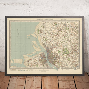Alte Ordnance Survey Karte, Blatt 35 - Liverpool & Birkenhead, 1925: St Helens, West Kirby, Ormskirk, Bootle, Wallasey 