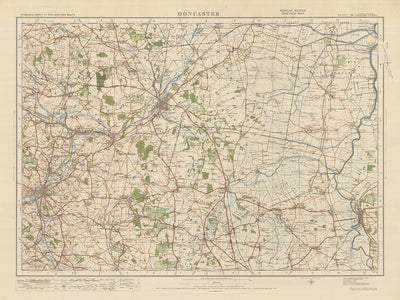 Mapa antiguo de Ordnance Survey, hoja 38 - Doncaster, 1925: Rotherham, Gainsborough, Bawtry, Tickhill, Epworth