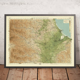 Ancienne carte OS du comté de Durham par Bartholomew, 1901 : Middlesbrough, rivière Tees, collines des Pennines, Darlington, Hartlepool 