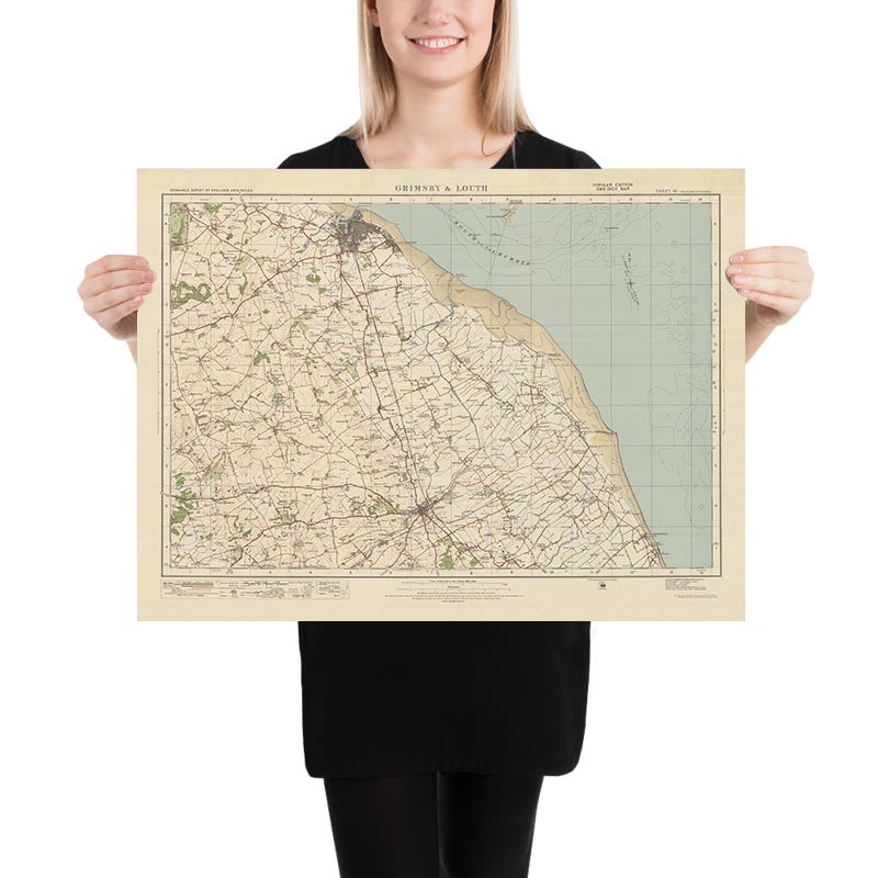Carte Old Ordnance Survey, feuille 40 - Grimsby & Louth, 1925 : Mablethorpe, Humberston, Cleethorpes, Donna Nook, Lincolnshire Wolds AONB