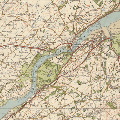 Alter Ordnance Survey Karte, Blatt 41 - Anglesey, 1925: Bangor, Caernarfon, Holyhead, Amlwch, Beaumaris 