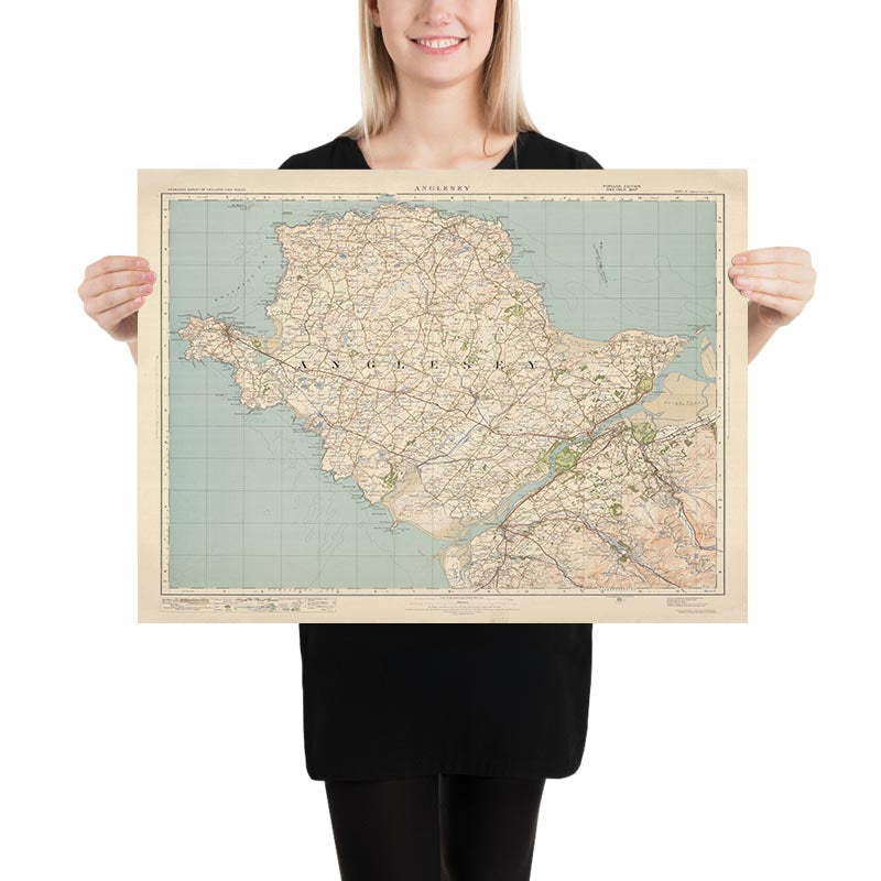 Carte Old Ordnance Survey, feuille 41 - Anglesey, 1925 : Bangor, Caernarfon, Holyhead, Amlwch, Beaumaris