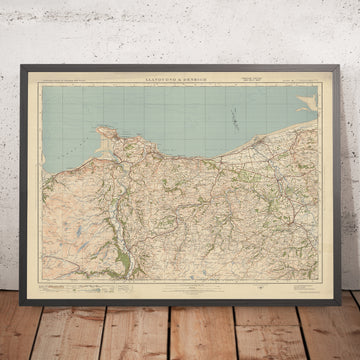 Mapa de Old Ordnance Survey, hoja 42 - Llandudno y Denbigh, 1925: Colwyn Bay, Llanwrst, Rhyl, Conwy, Gwydir Forest Park
