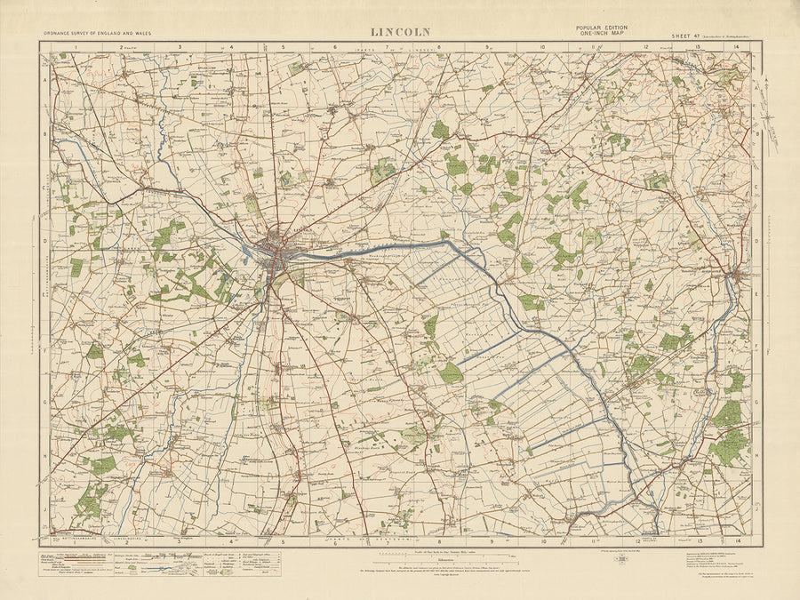 Old Ordnance Survey Map, Sheet 47 - Lincoln, 1925: Horncastle, Woodhall Spa, Wragby, North Hykeham, Metheringham