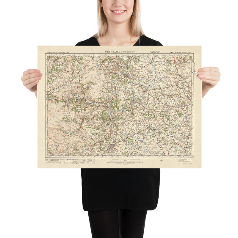 Old Ordnance Survey Map, Sheet 51 - Wrexham & Oswestry, 1925: LLangolen, Wem, Ellesmere, Malpas