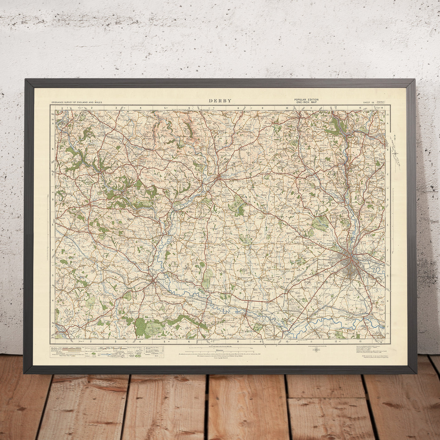 Old Ordnance Survey Map, Blatt 53 – Derby, 1925: Uttoxeter, Belper, Ripley, Ashbourne, Cheadle