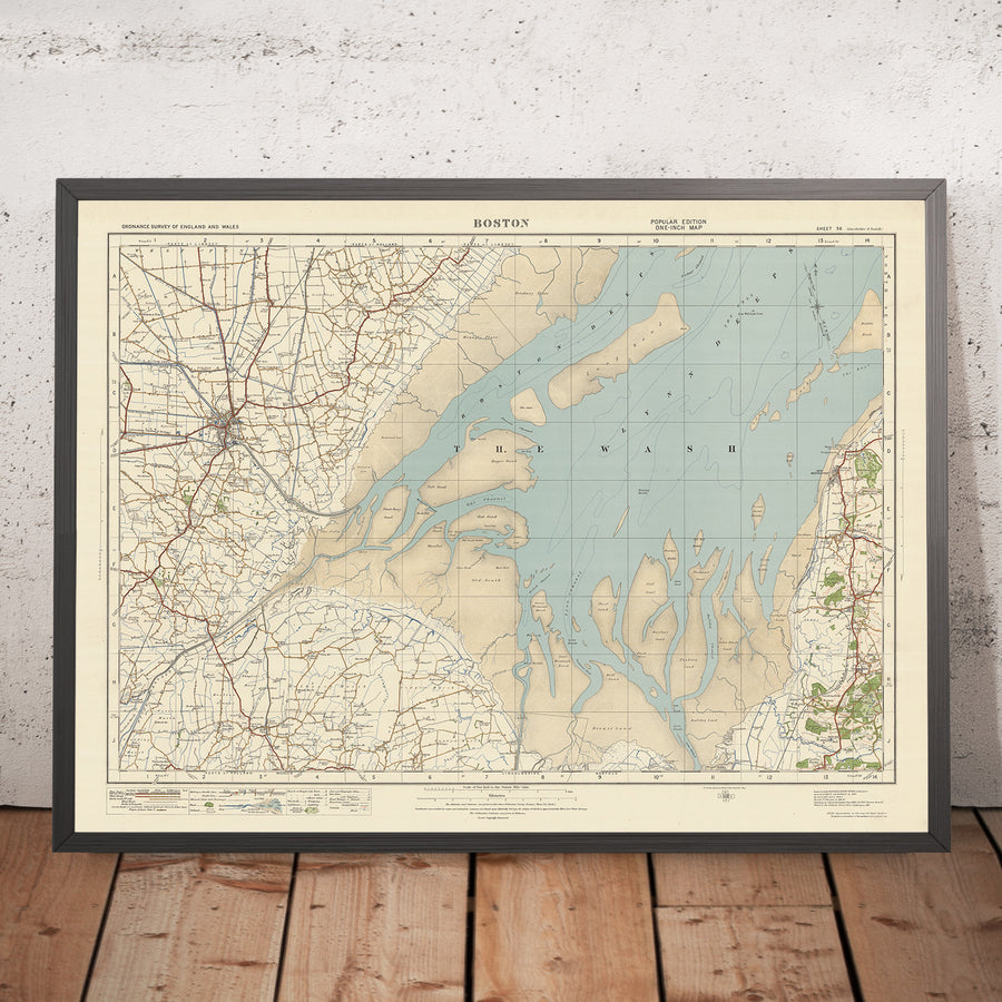 Mapa de Old Ordnance Survey, hoja 56 - Boston, 1925: Hunstanton, Heacham, Dersingham, Old Leake, Wrangle