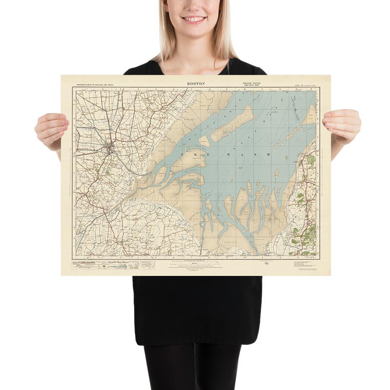 Mapa de Old Ordnance Survey, hoja 56 - Boston, 1925: Hunstanton, Heacham, Dersingham, Old Leake, Wrangle