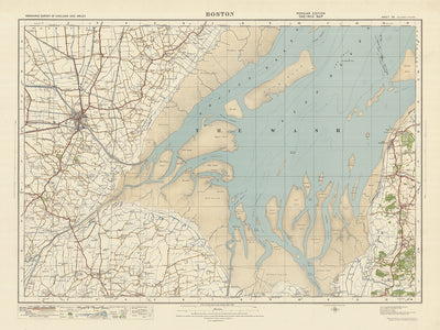 Mapa de Old Ordnance Survey, hoja 56 - Boston, 1925: Hunstanton, Heacham, Dersingham, Old Leake, Wrangle