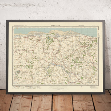Mapa de Old Ordnance Survey, hoja 57 - Fakenham, 1925: Holt, Burnham Market, Little Walsingham, Briston, Costa de Norfolk AONB