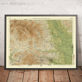 Mappa OS antica di Harrogate, North Yorkshire di Bartholomew, 1901: Ripon, fiume Wharfe, castello di Skipton, abbazia di Fountains, priore di Bolton 