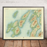 Ancienne carte OS d'Islay, Jura et Colonsay par Bartholomew, 1901 : Bowmore, Paps de Jura, Argyll, Sound d'Islay, Loch Indaal, Gruinart et Finlaggan 