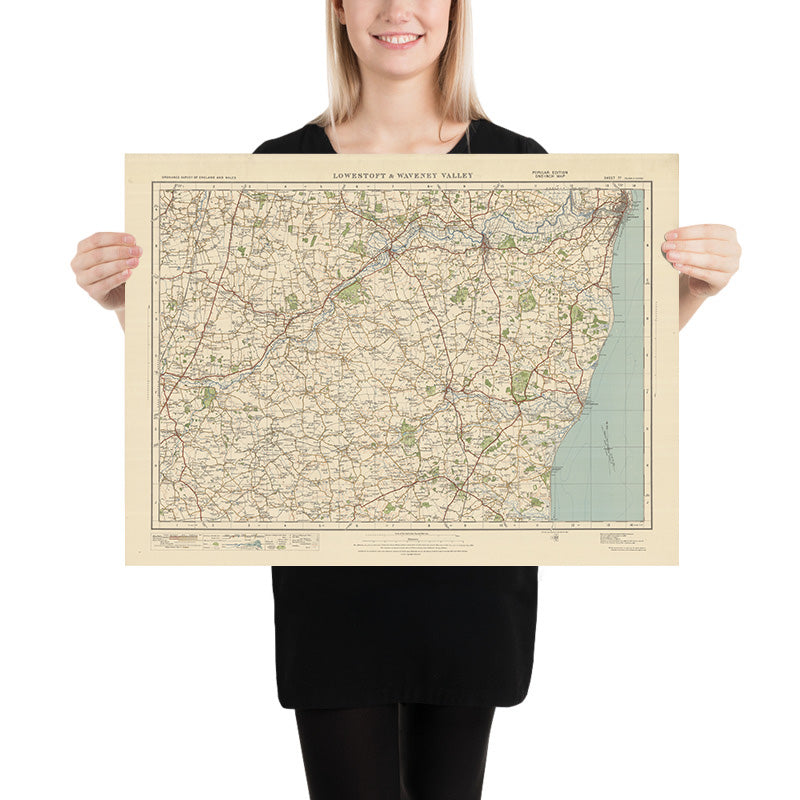 Old Ordnance Survey Map, Blatt 77 – Lowestoft & Waveney Valley, 1925: Beccles, Bungay, Southwold, Halesworth, Suffolk Coast & Heaths AONB