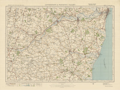 Old Ordnance Survey Map, Blatt 77 – Lowestoft & Waveney Valley, 1925: Beccles, Bungay, Southwold, Halesworth, Suffolk Coast & Heaths AONB