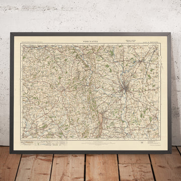 Alte Ordnance Survey-Karte, Blatt 81 - Worcester, 1925: Droitwich Spa, Bromyard, Tenbury Wells, Pershore, Malvern Hills AONB 