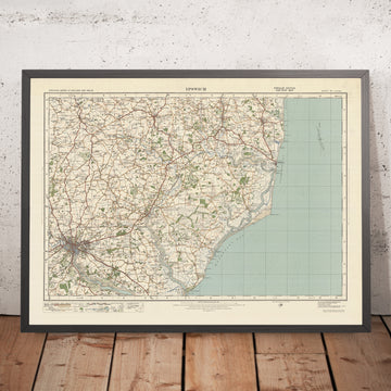 Mapa de Old Ordnance Survey, hoja 87 - Ipswich, 1925: Saxmundham, Aldeburgh, Leiston, Woodbridge, Suffolk Coast & Heaths AONB