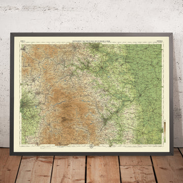 Mappa OS antica di Sheffield, Yorkshire di Bartholomew, 1901: Peak District, Fiume Don, Leeds, Manchester, Worksop 