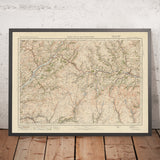Carte Old Ordnance Survey, feuille 90 - Brecon & Llandovery, 1925 : Llangadog, Llanwrda, Glanaman, National Showcaves Centre for Wales, Parc national Bannau Brycheiniog
