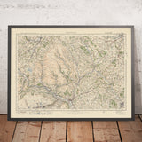 Carte Old Ordnance Survey, feuille 91 - Abergavenny, 1925 : Crickhowell, Hereford, Brynmawr, Monmouth, parc national Bannau Brycheiniog
