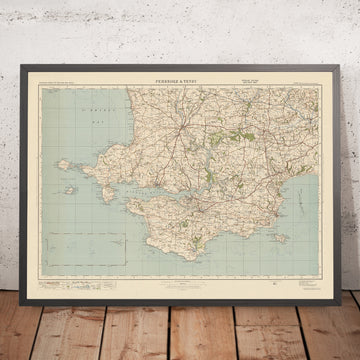 Mapa de Old Ordnance Survey, hoja 99 - Pembroke & Tenby, 1925: Neyland, Milford Haven, Haverfordwest, Narberth, Parque Nacional de la Costa de Pembrokshire
