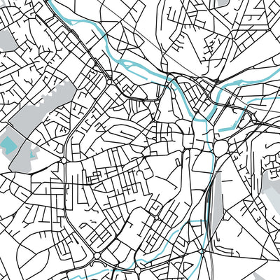 Moderner Stadtplan von Sheffield, Großbritannien: Stadtzentrum, Sheffield Cathedral, Weston Park, A61, M1