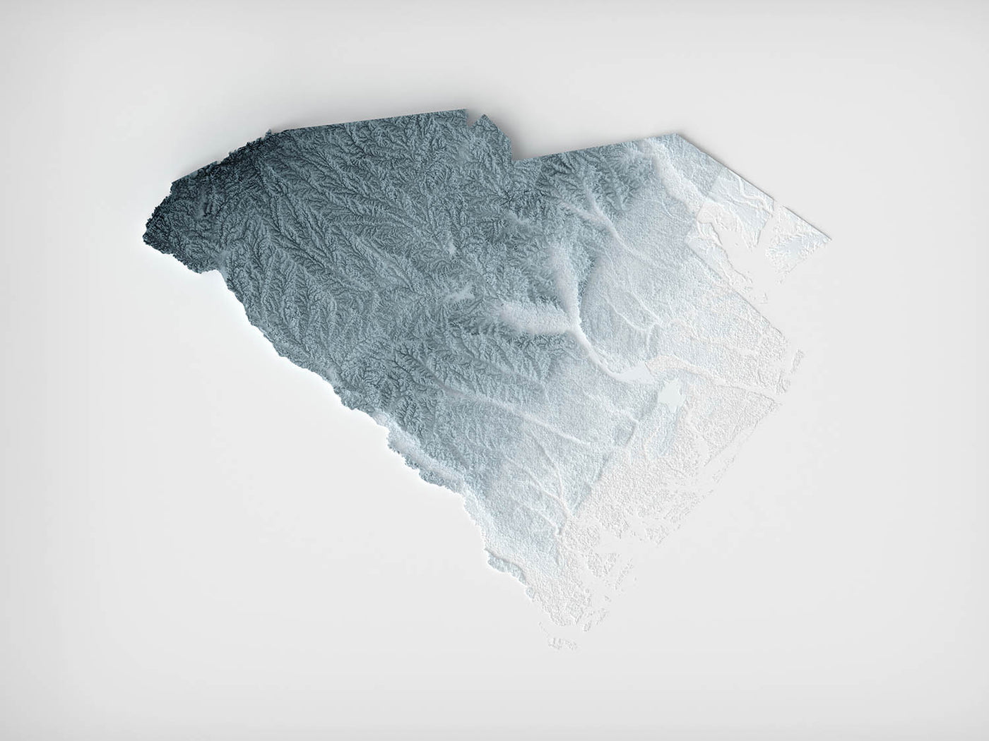 South Carolina Topographic 3D Relief Map