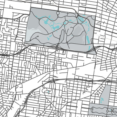 Modern City Map of St. Louis, MO: Gateway Arch, Busch Stadium, Forest Park, Soulard, Central West End