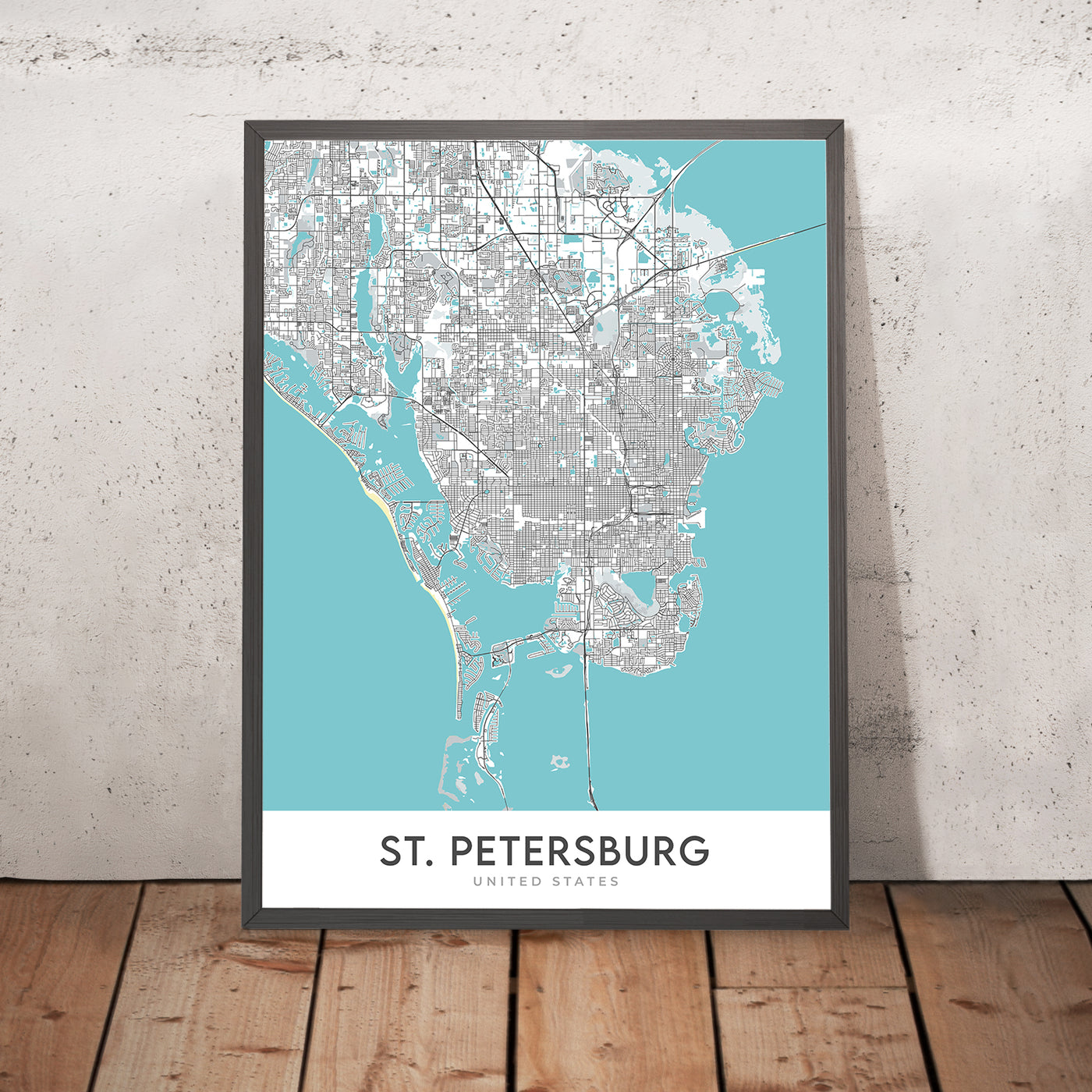 Modern City Map of St. Petersburg, FL: Crescent Lake, Downtown, Old Northeast, Pinellas Point, The Pier