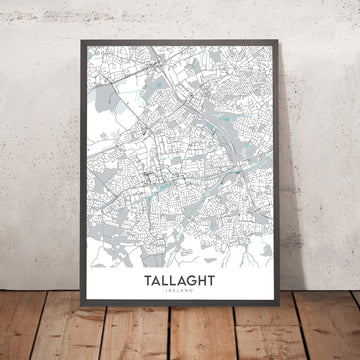 Moderne Stadtkarte von Tallaght, Irland: Tallaght Stadion, Der Platz, Tallaght Krankenhaus, M50 Autobahn, N81 Nationalstraße 