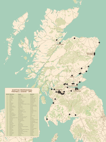 Scottish Professional Football League (SPFL) 2026 : les 42 clubs, leurs stades et leurs surnoms cartographiés (copie) 