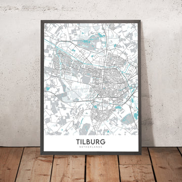 Moderne Stadtkarte von Tilburg, Niederlande: Universität Tilburg, De Pont Museum, Natuurmuseum Brabant, TextielMuseum, Paleis-Raadhuis 