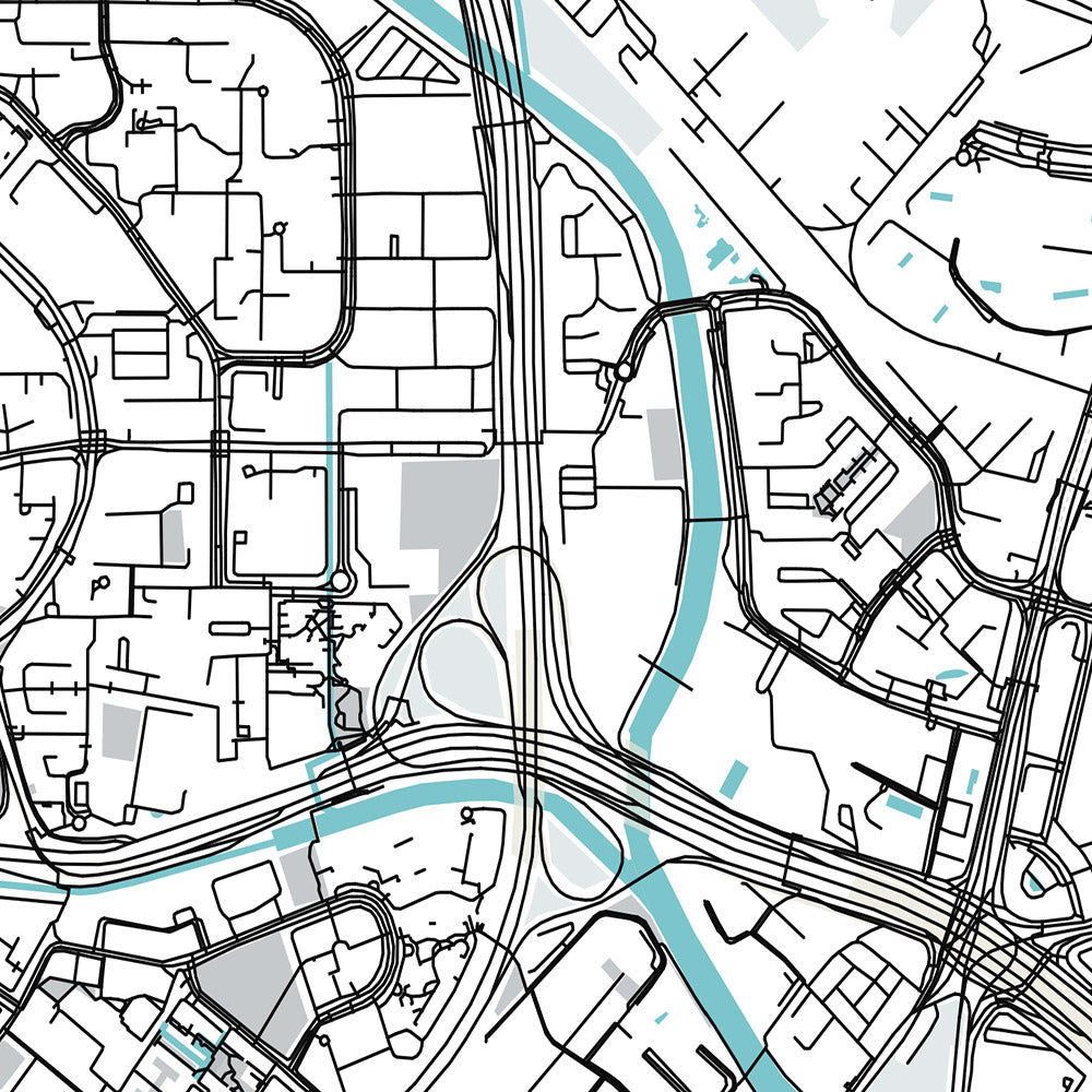Plan de la ville moderne de Toa Payoh, Singapour : HDB Hub, Toa Payoh Library, Town Park, Lorong 1, CHIJ Primary