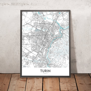 Mappa della città moderna di Torino, Italia: Duomo, Mole, Museo Egizio, Stadio della Juventus, Basilica 