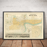 Alte Karte von Shanghai im Jahr 1935 von Osaka Daily News - Huangpu-Fluss, Yangpu-Distrikt, Pudong, Lujiazui, Jing'an 