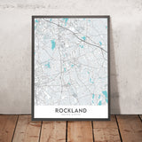 Moderne Stadtkarte von Rockland, MA: Hanover, Union Street, Summer Street, Liberty Street, Reed Street 