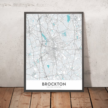 Modern City Map of Brockton, MA: Campanelli Stadium, Fuller Museum, Community College, Brockton Hospital, Westgate Mall