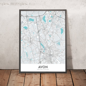 Modern City Map of Avon, MA: Avon Town Hall, Avon Public Library, Christ Church, MA-28, MA-106
