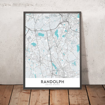 Modern City Map of Randolph, MA: Randolph Town Hall, Randolph Public Library, Randolph High School, Interstate 93, Route 24