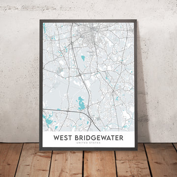 Modern City Map of West Bridgewater, MA: State University, Bridgewater Common, Historical Society, Old Town Hall, Congregational Church