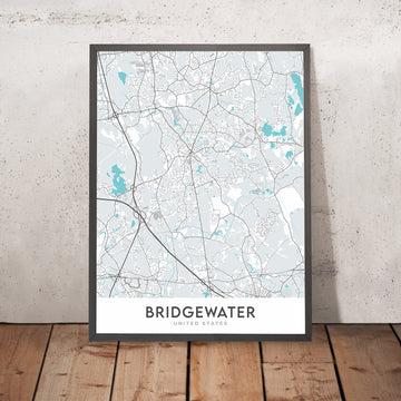 Carte de la ville moderne de Bridgewater, MA : Université d&