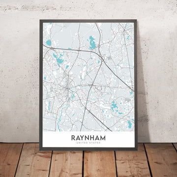Modern City Map of Raynham, MA: Raynham Center, Raynham Hall, Raynham Park, Route 138, Route 24