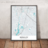 Moderne Stadtkarte von Berkley, MA: Berkley Common, Dighton Rock State Park, Taunton River, Assonet River, Myricks Naturschutzgebiet 
