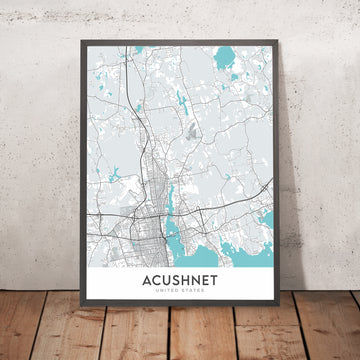 Modern City Map of Acushnet, MA: Acushnet Center, North Acushnet, South Acushnet, East Acushnet, West Acushnet