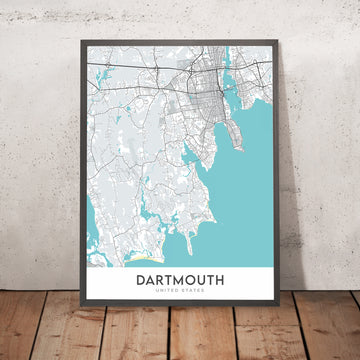 Modern City Map of Dartmouth, MA: Dartmouth Mall, UMass Dartmouth, MA-6, MA-177, MA-138
