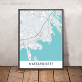 Moderne Stadtkarte von Mattapoisett, MA: Zentrum, Neck, Nord-Mattapoisett, Rathaus, Öffentliche Bibliothek von Mattapoisett 