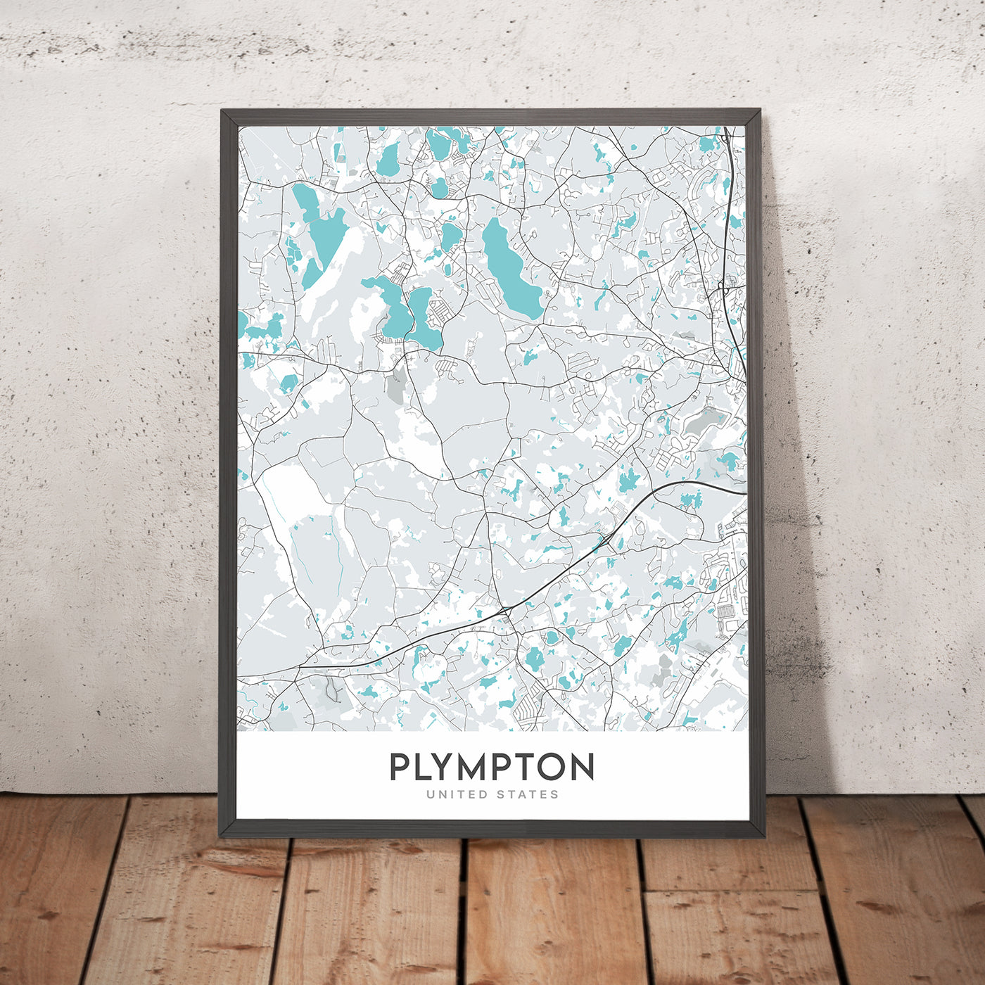Moderner Stadtplan von Plympton, MA: Plympton Town Hall, Plympton Public Library, Plympton High School, MA-106, US-44