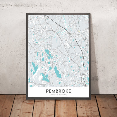 Moderner Stadtplan von Pembroke, MA: Pembroke Center, Bryantville, North Pembroke, West Pembroke, Pembroke Pines
