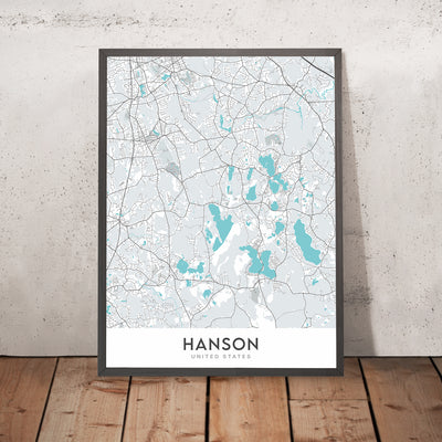 Mapa de la ciudad moderna de Hanson, MA: Hanson Center, Indian Head River, Lake Wampatuck, MA-27, MA-58