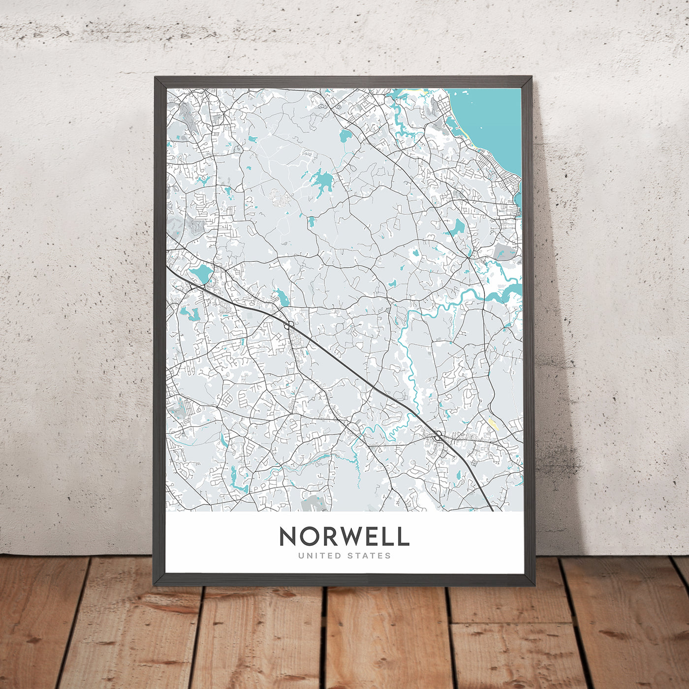 Moderner Stadtplan von Norwell, MA: Norwell Center, North River, South River, Indian Head River, Jacobs Pond