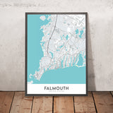 Carte moderne de la ville de Falmouth, MA : Port de Falmouth, Point Nobska, Institution océanographique, Laboratoire marin, Falmouth Heights 